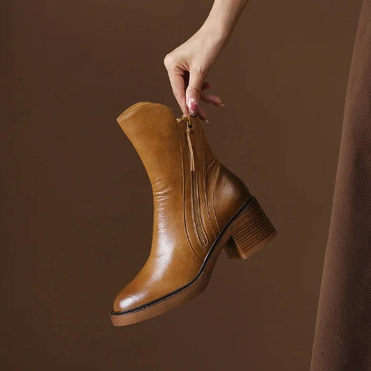 Amelia | Women's Block Heel Ankle Boots with Side-Zip