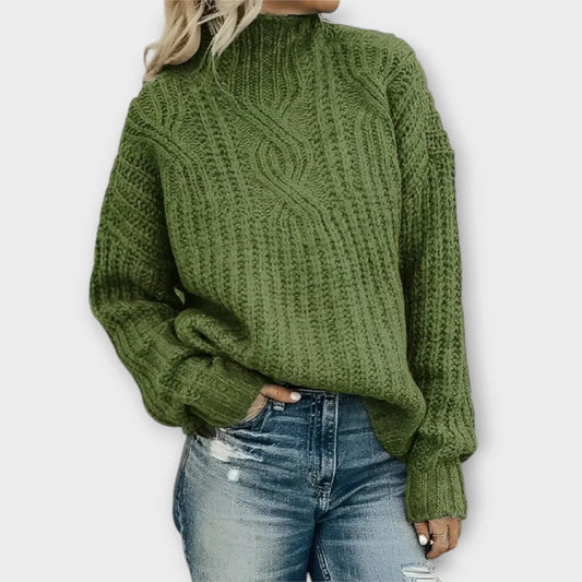 Michelle | Modern Cable Knit Sweater with High Neck