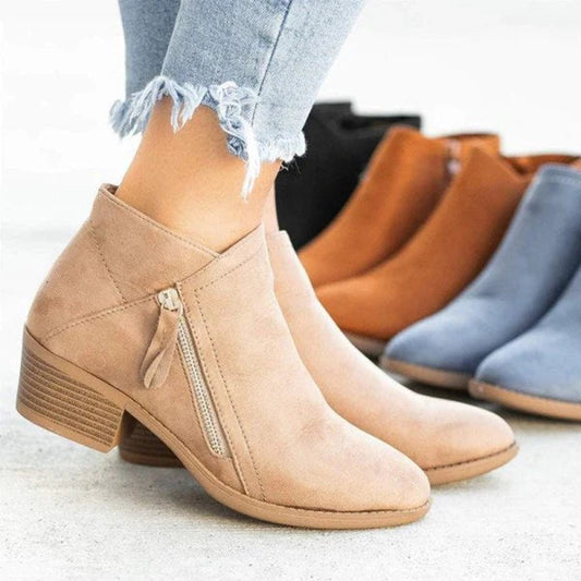 Emma | Women's Low Heel Ankle Boots with Side-Zip