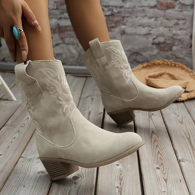 Audrey | Women's Stylish Cowboy Ankle Boots with Heel