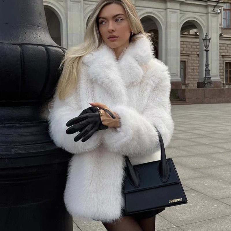 Christine | Faux Fur Coat with Lapel Collar