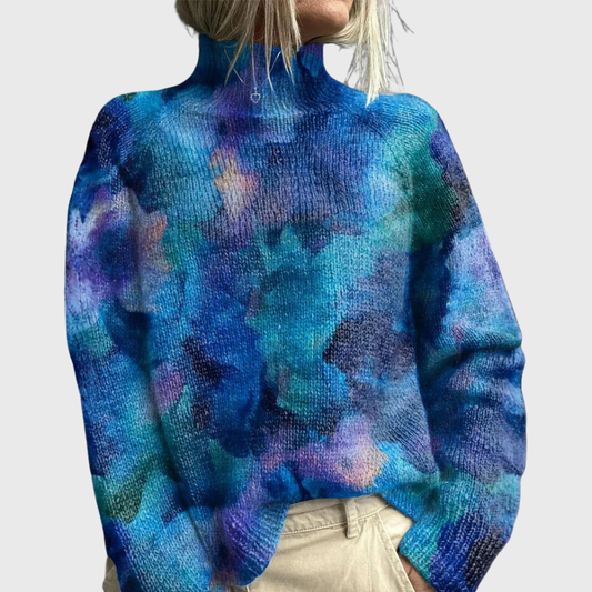 Jennifer | Warm Turtleneck Sweater with Nature Print