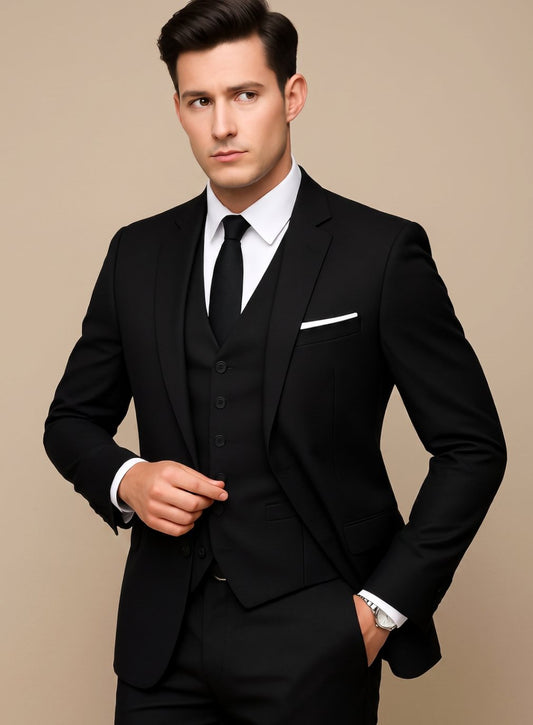 Christopher | Men's Three-piece Formal Suit with Slim-Fit and Lapel Collar