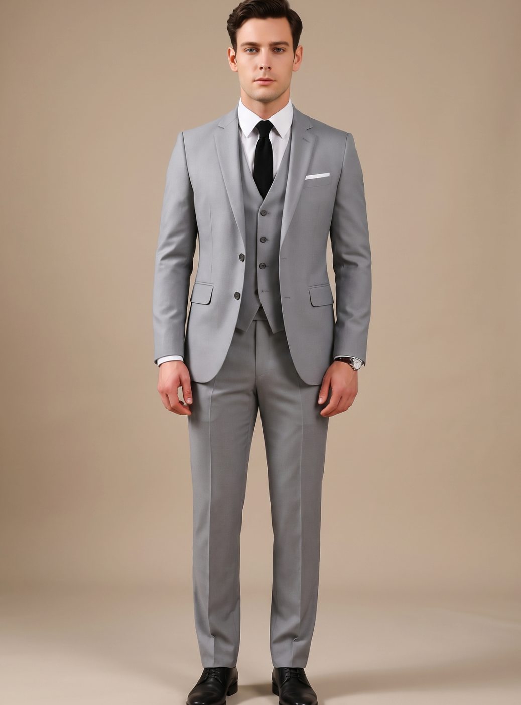 Christopher | Men's Three-piece Formal Suit with Slim-Fit and Lapel Collar