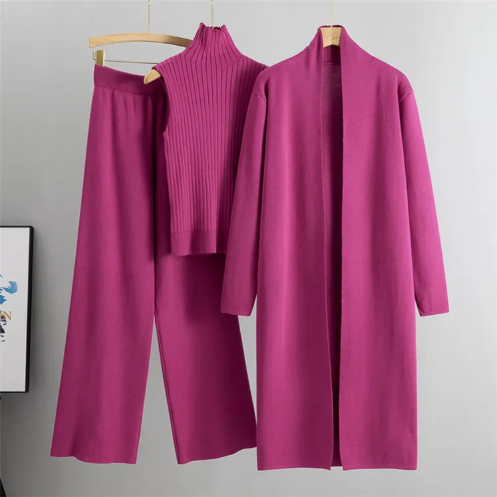 Claire | Women's Three-Piece Set with Wide-Leg Pants and Top