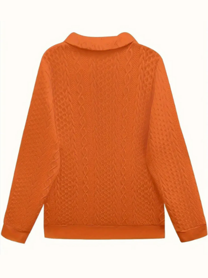 Karen | Modern Cable Knit Sweater with Zip-Up Neck