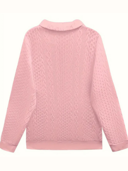 Karen | Modern Cable Knit Sweater with Zip-Up Neck