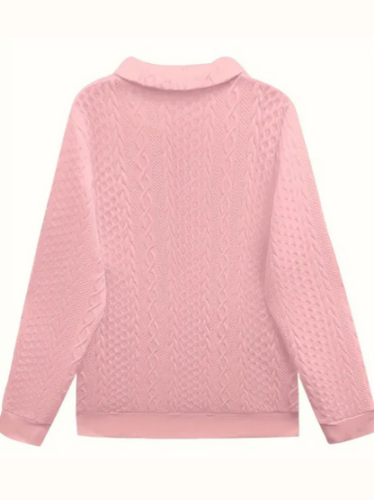 Karen | Modern Cable Knit Sweater with Zip-Up Neck