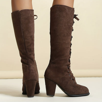 Audrey | Women's Winter Boots with Tie Detail and Chunky Heel