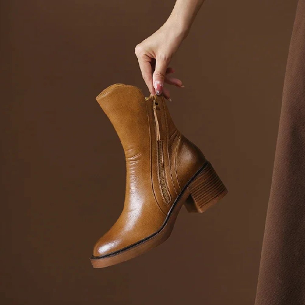 Amelia | Women's Block Heel Ankle Boots with Side-Zip