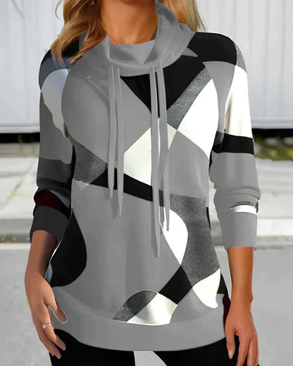 Sophia | Hooded Top with High Collar and Contrast