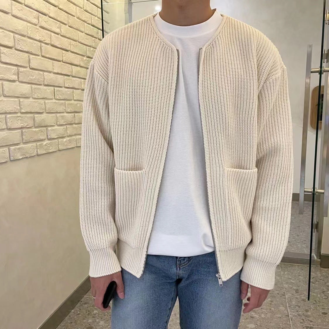 Dennis | Men's Modern Knit Cardigan with Zip Closure