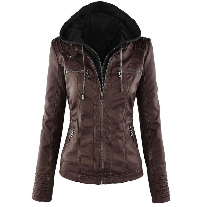 Nicole | Casual Leather Jacket with Zipper Detail