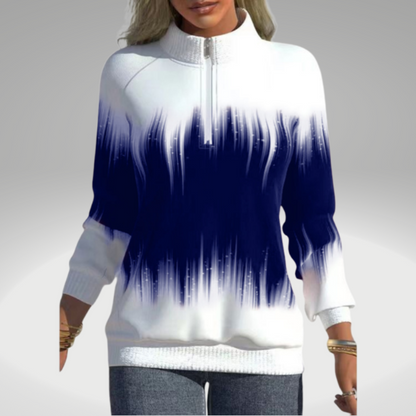 Ellie | Autumn Sweatshirt with Stand Collar and Zip Closure