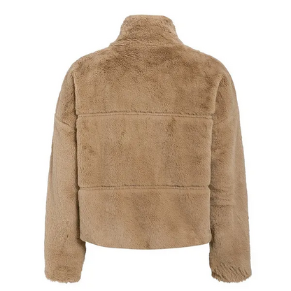 Aurora | Plush Jacket with Stand Collar and Zip Closure