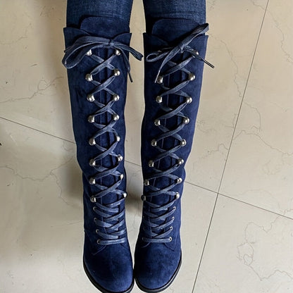 Audrey | Women's Winter Boots with Tie Detail and Chunky Heel