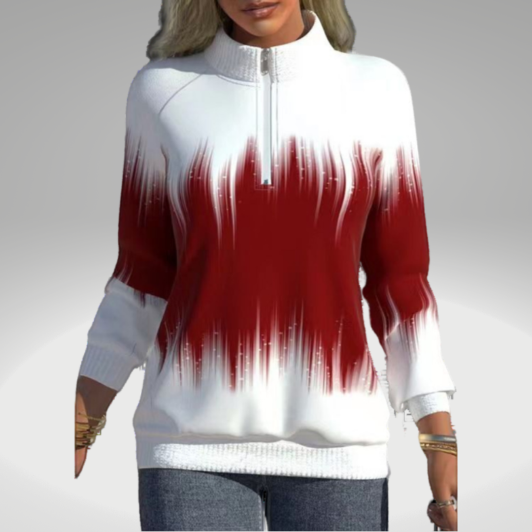 Ellie | Autumn Sweatshirt with Stand Collar and Zip Closure