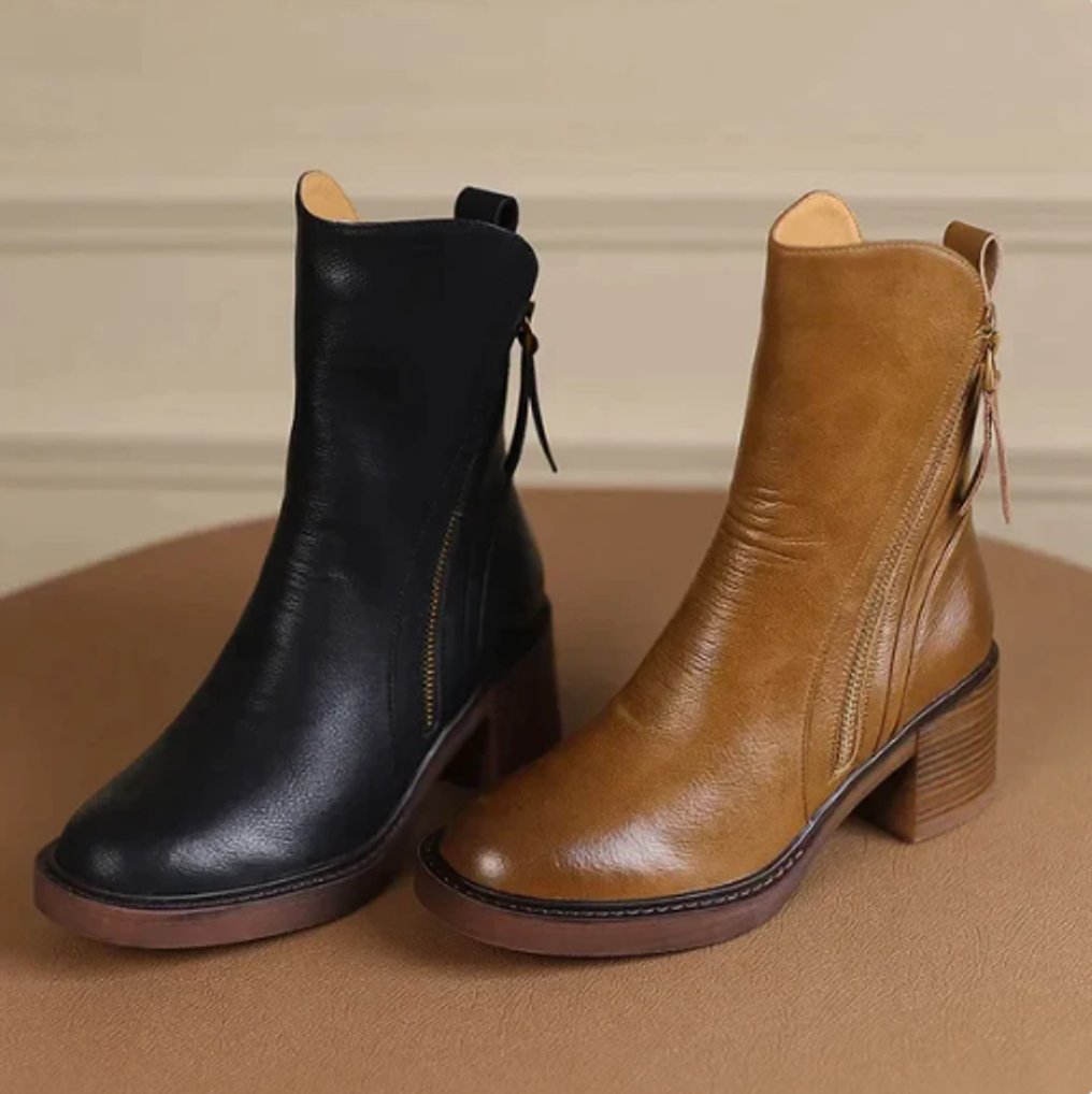 Amelia | Women's Block Heel Ankle Boots with Side-Zip
