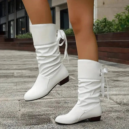 Isabella | Women's Slouchy Block Heel Ankle Boots with Lace-Up