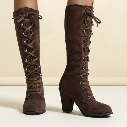 Audrey | Women's Winter Boots with Tie Detail and Chunky Heel