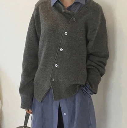 Hazel | Cashmere Knit Cardigan with Diagonal Buttons