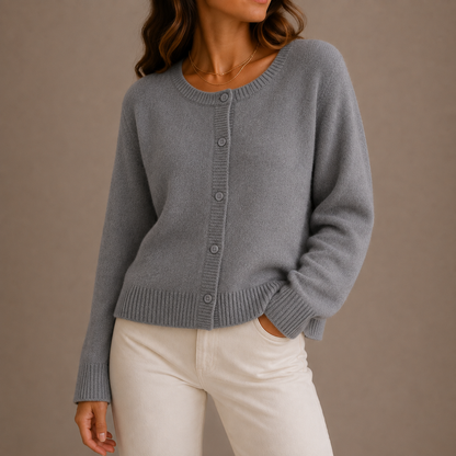Meliora | Women's Soft Knit Cardigan with Round Neck and Button-Up Front