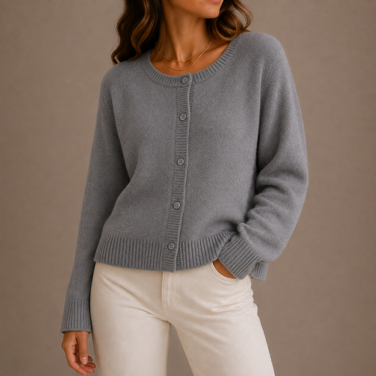 Meliora | Women's Soft Knit Cardigan with Round Neck and Button-Up Front