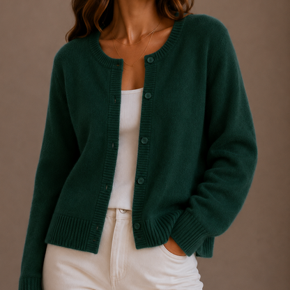 Meliora | Women's Soft Knit Cardigan with Round Neck and Button-Up Front