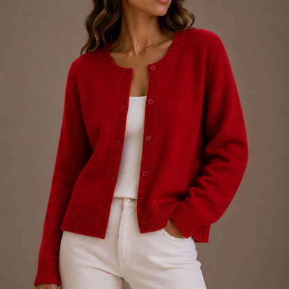Meliora | Women's Soft Knit Cardigan with Round Neck and Button-Up Front