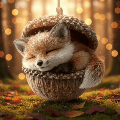 Handcrafted Woodland Animal Acorn Tree Ornaments Decorations