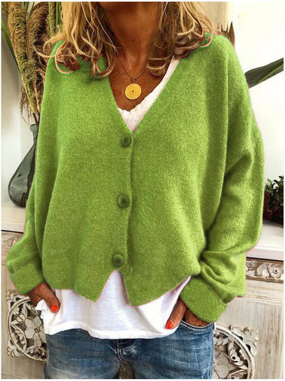 Donna | Loose Long Sleeve Knit Cardigan with V-neck