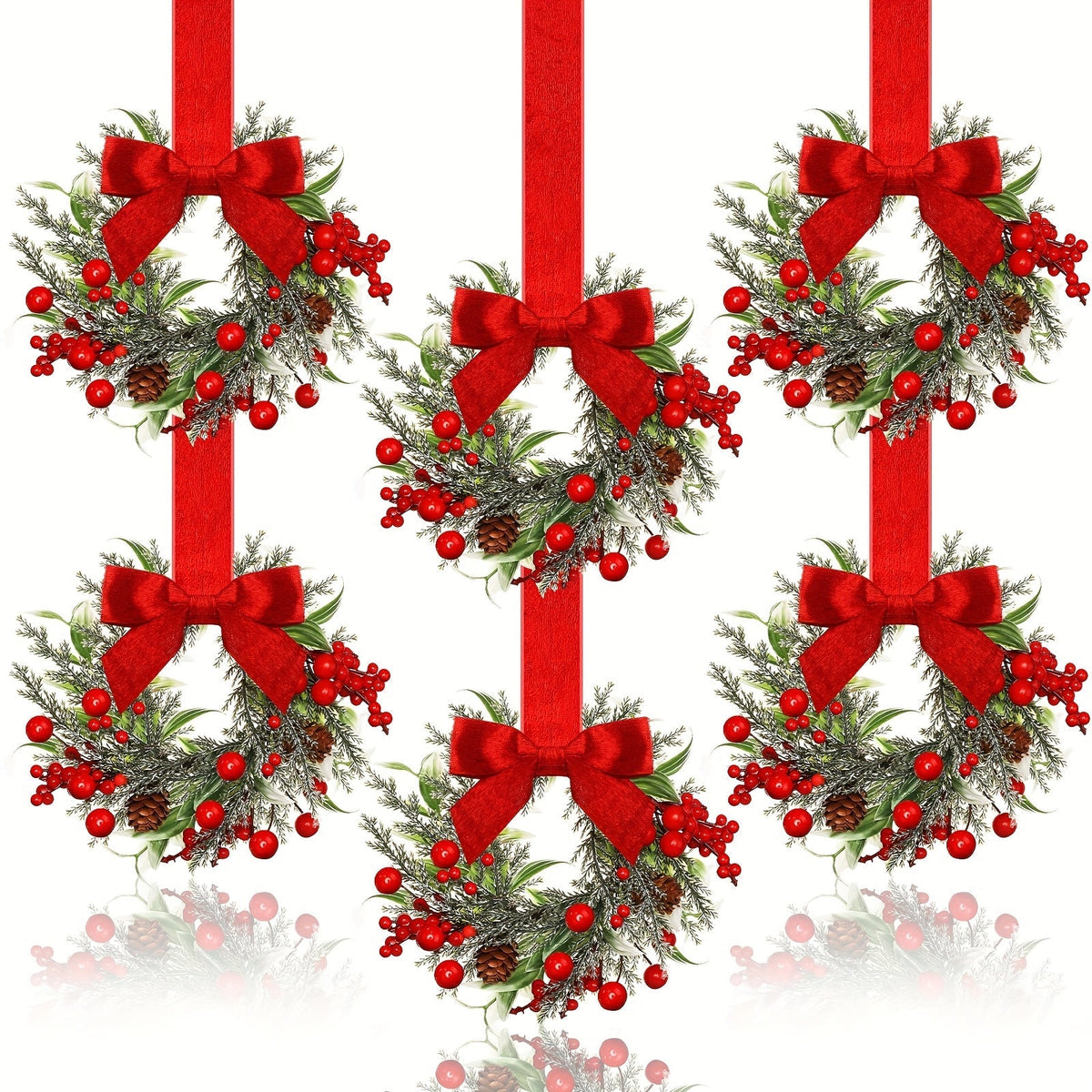 Donald | Hanging Christmas Wreath with Red Bow