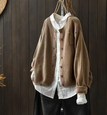 Sarah | Relaxed Knit Cardigan with Chest Pocket