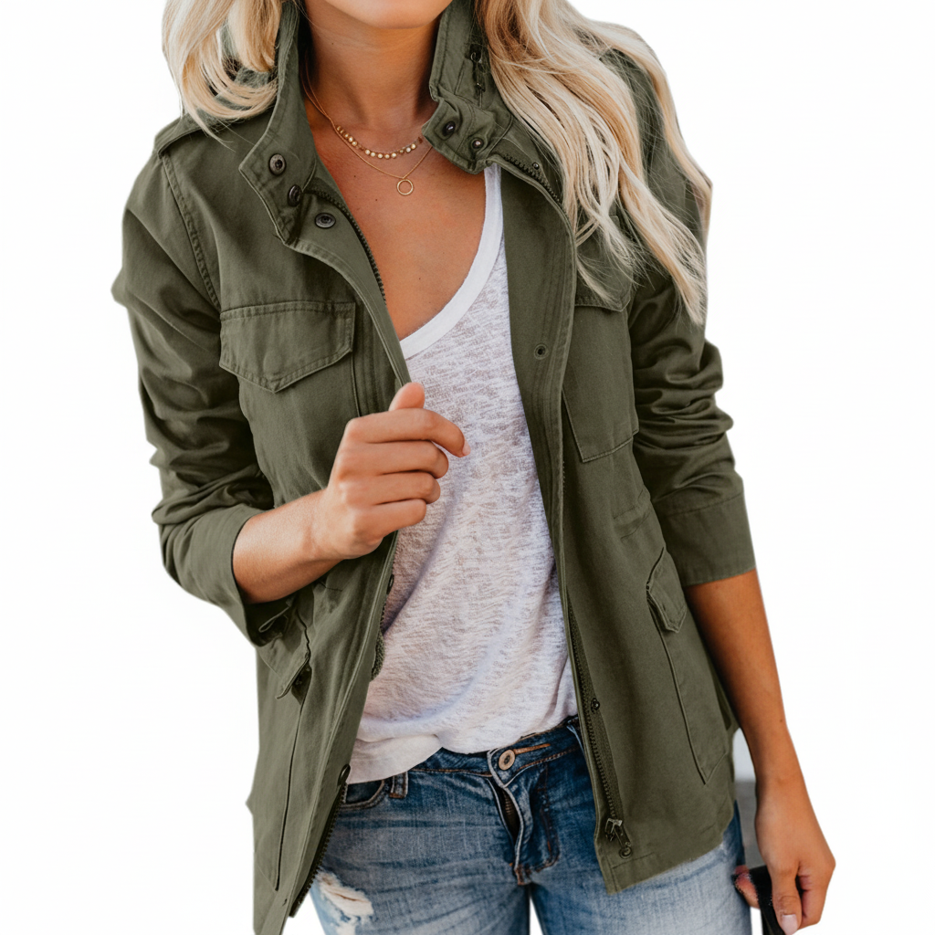 Camila | Women’s Lightweight Utility Jacket with Zip & Pockets