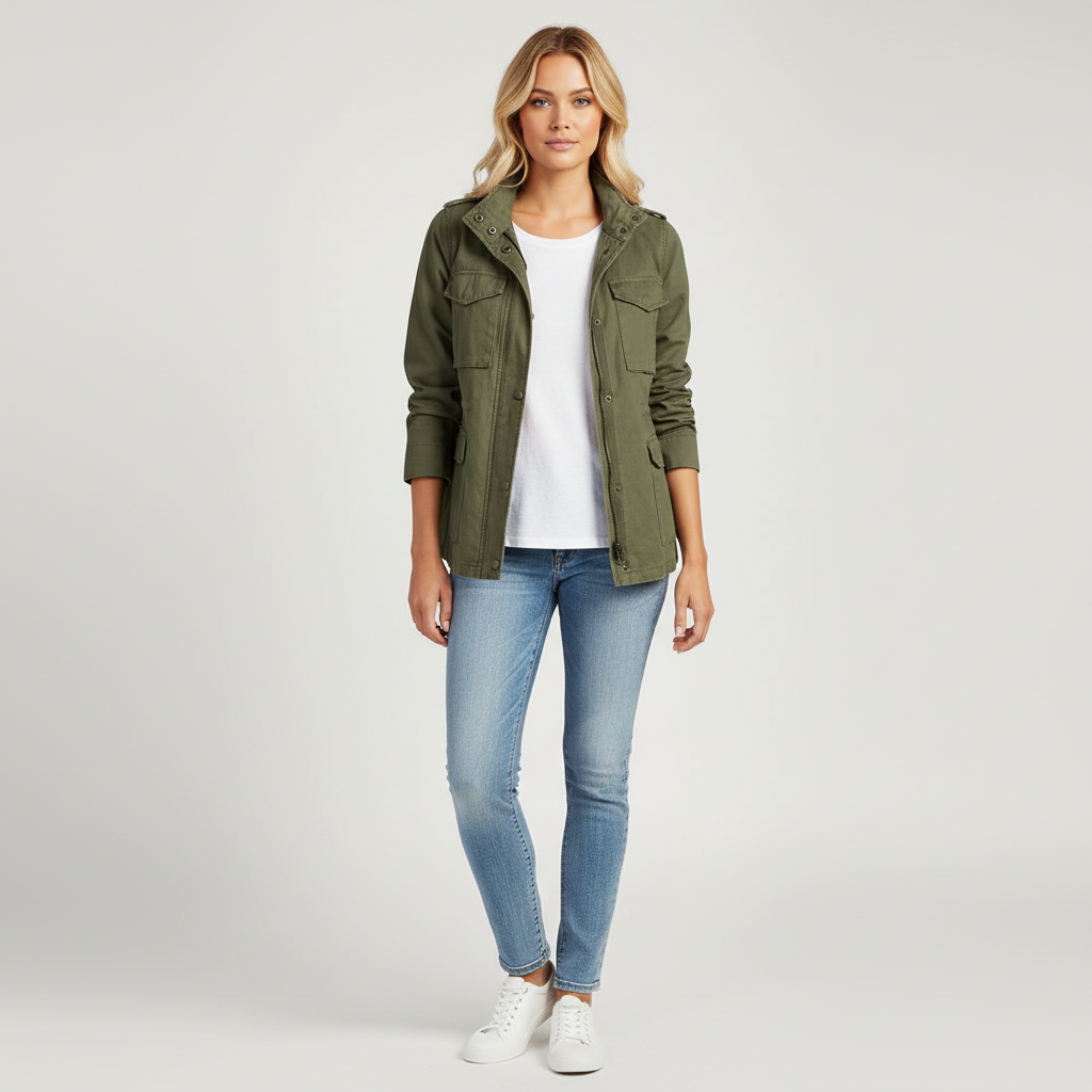 Camila | Women’s Lightweight Utility Jacket with Zip & Pockets