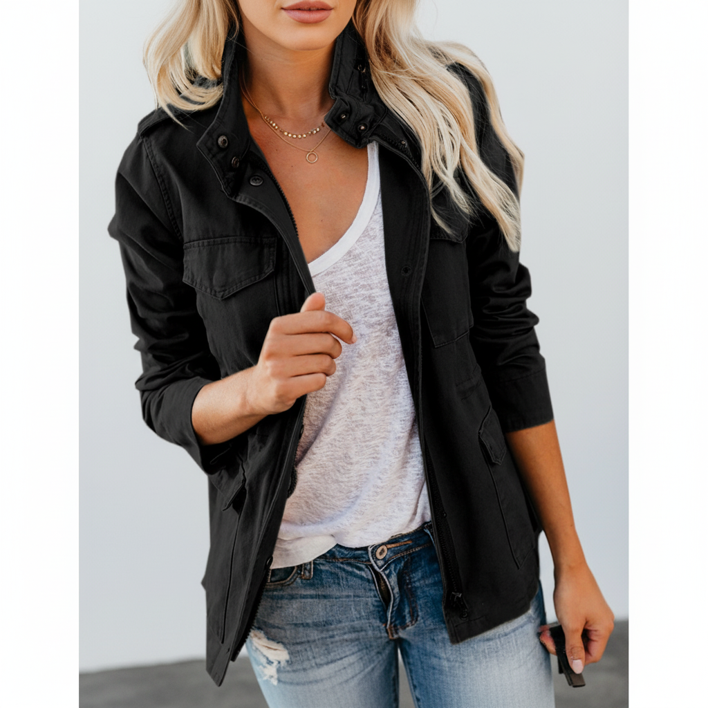 Camila | Women’s Lightweight Utility Jacket with Zip & Pockets