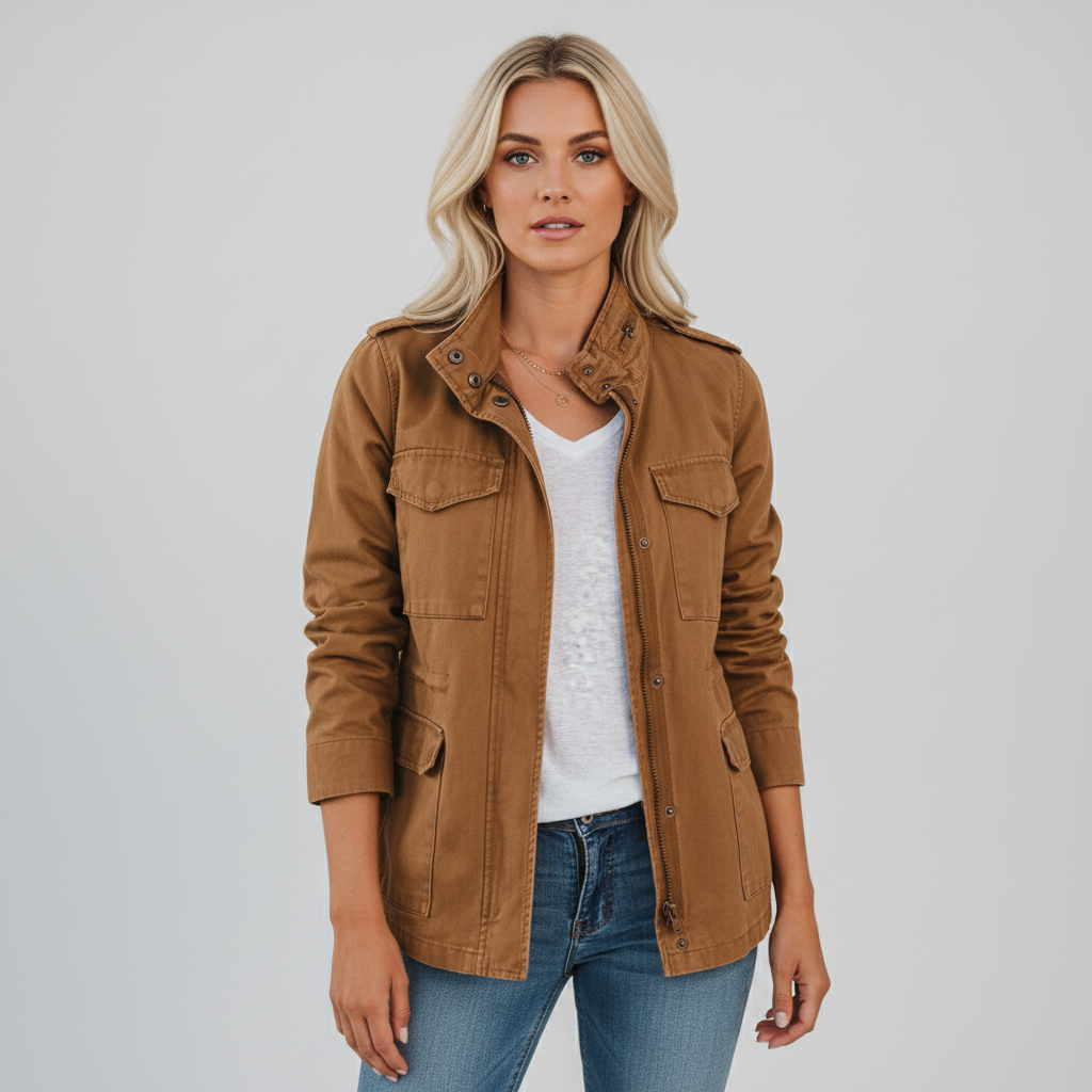 Camila | Women’s Lightweight Utility Jacket with Zip & Pockets