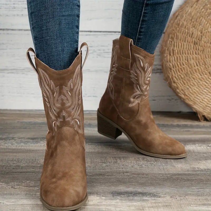 Audrey | Women's Stylish Cowboy Ankle Boots with Heel