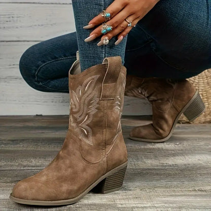 Audrey | Women's Stylish Cowboy Ankle Boots with Heel