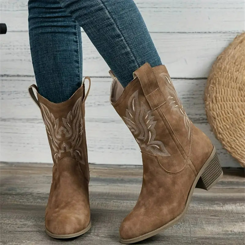 Audrey | Women's Stylish Cowboy Ankle Boots with Heel