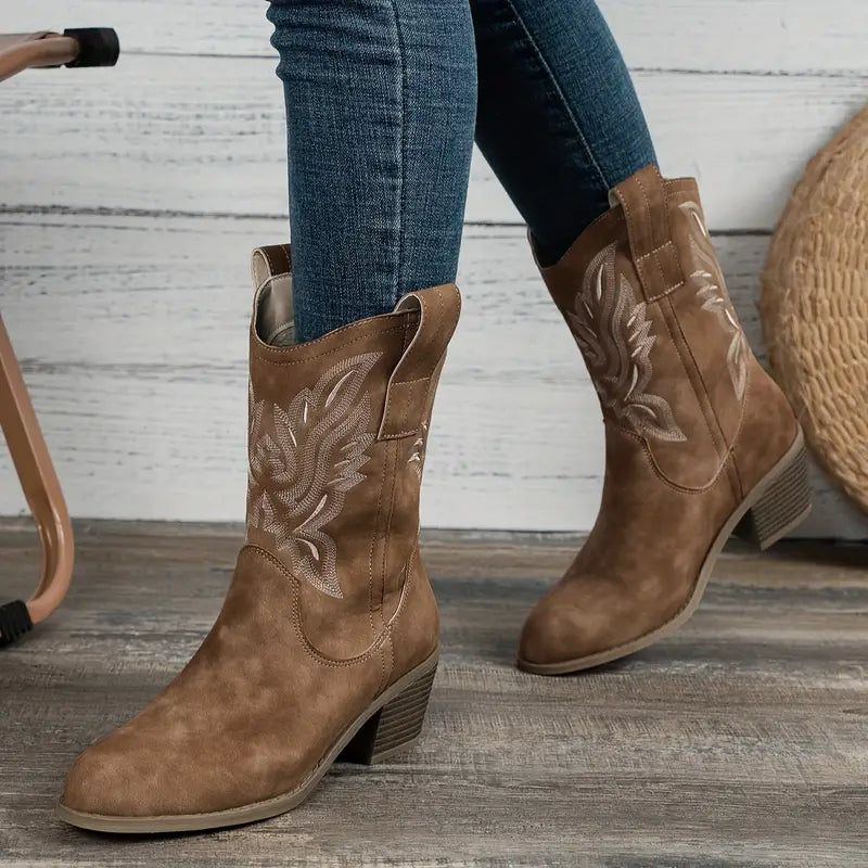 Audrey | Women's Stylish Cowboy Ankle Boots with Heel