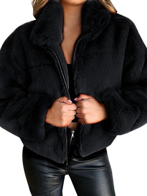 Aurora | Plush Jacket with Stand Collar and Zip Closure