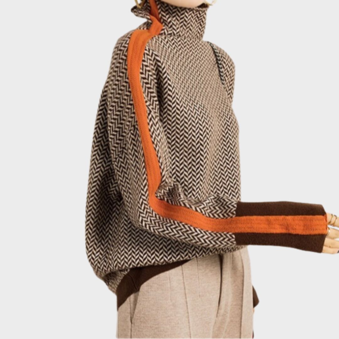 Sandra | Luxe Turtleneck Sweater with Herringbone Pattern