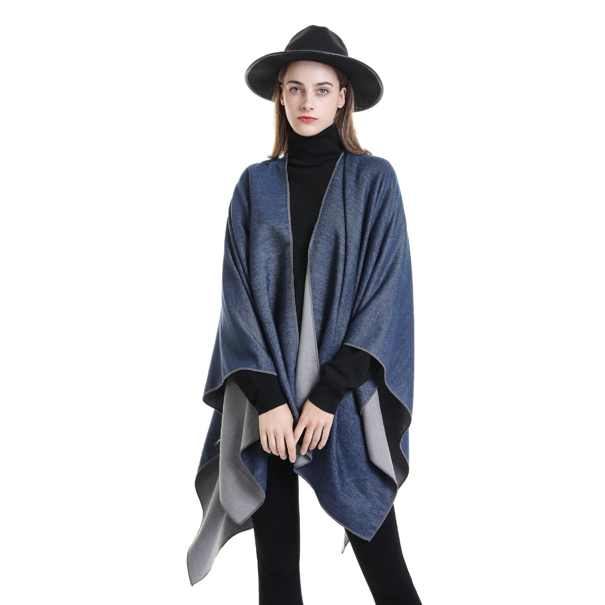 Amelia | Women's Elegant Wool Blend Poncho with Soft Fit