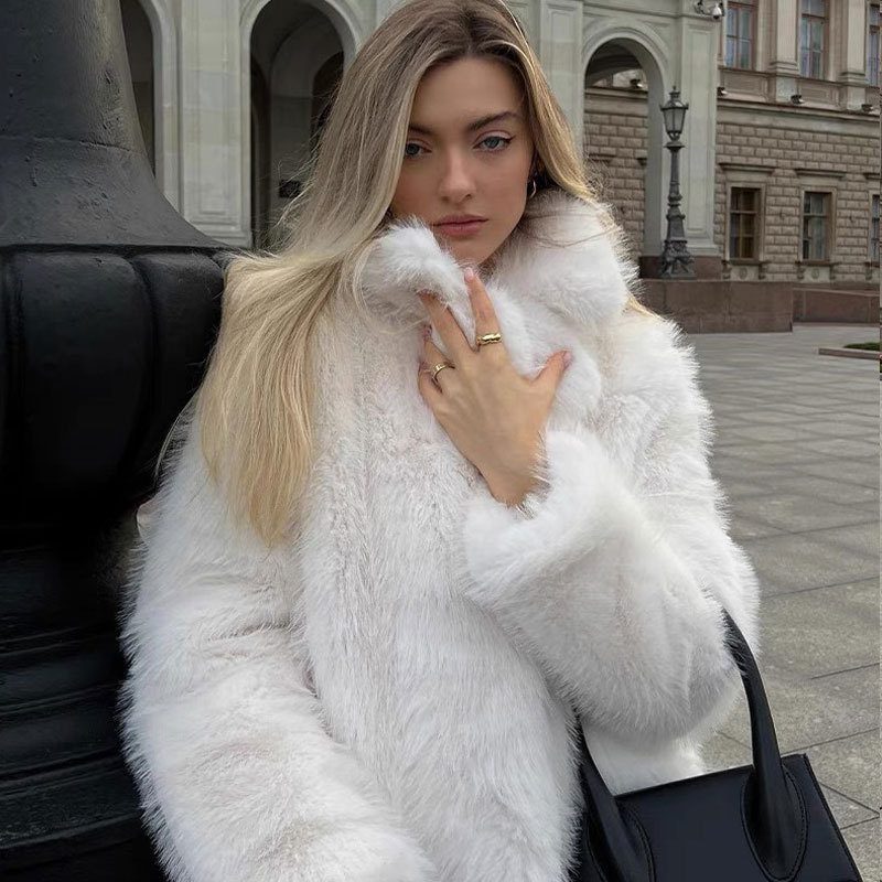 Christine | Faux Fur Coat with Lapel Collar