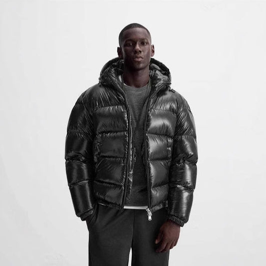 Daniel | Men's Glossy Quilted Jacket with Adjustable Hood