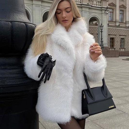 Christine | Faux Fur Coat with Lapel Collar