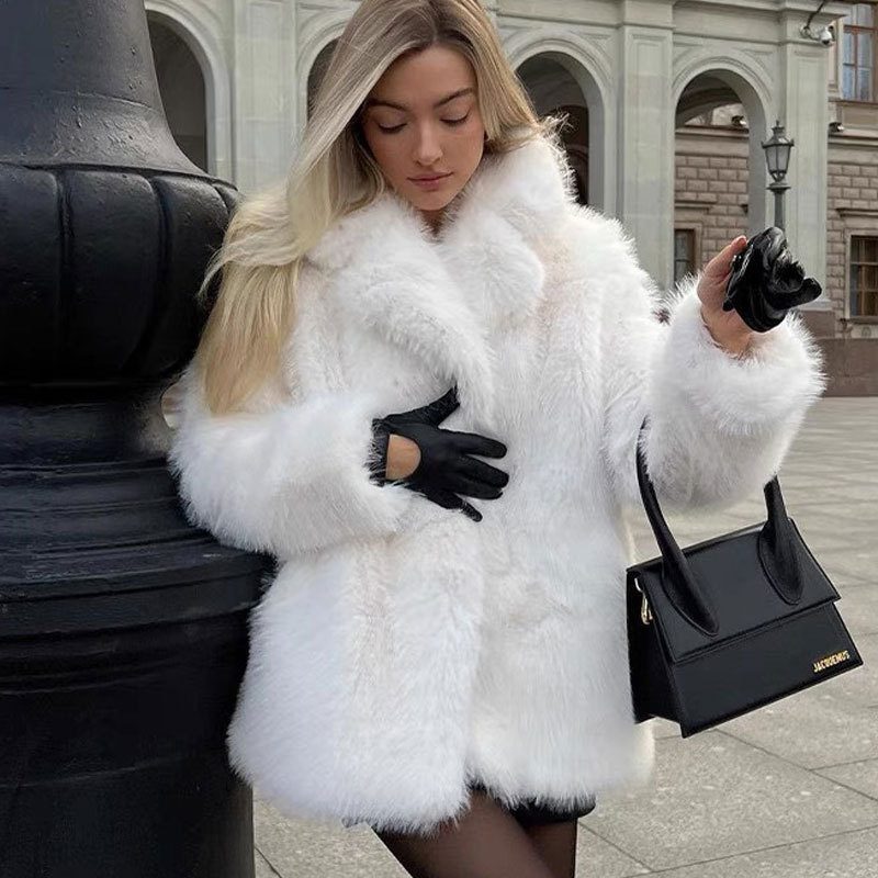 Christine | Faux Fur Coat with Lapel Collar