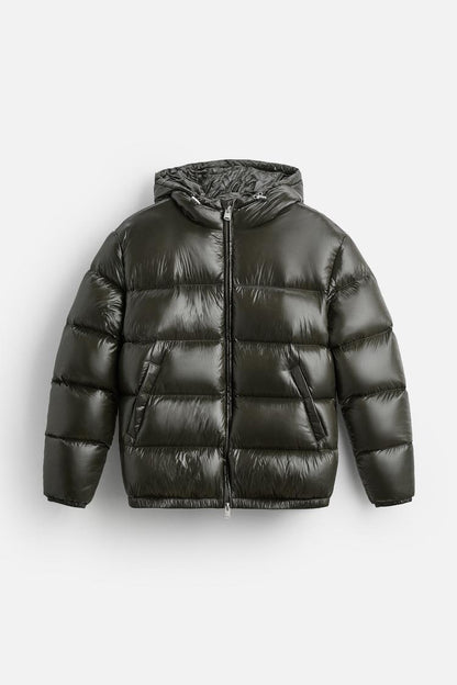 Daniel | Men's Glossy Quilted Jacket with Adjustable Hood