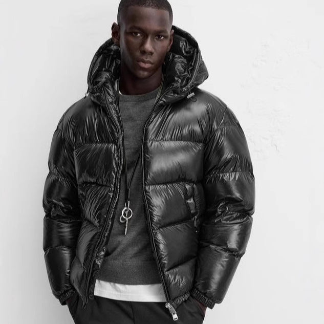 Daniel | Men's Glossy Quilted Jacket with Adjustable Hood
